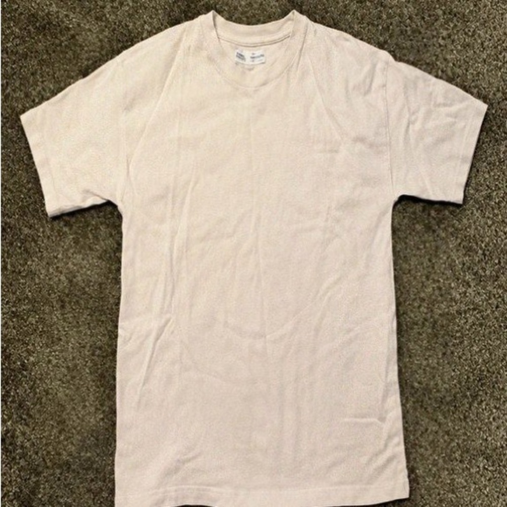 Zara Men's Short Sleeve Crew Tee in Light Beige